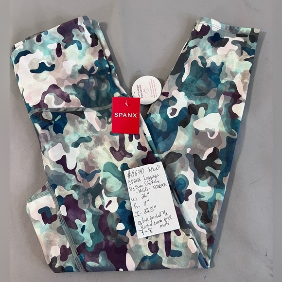 Spanx Booty Boost Women Sz Medium Active Printed 7/8 Leggings Painted Camo Pink - Picture 12 of 12